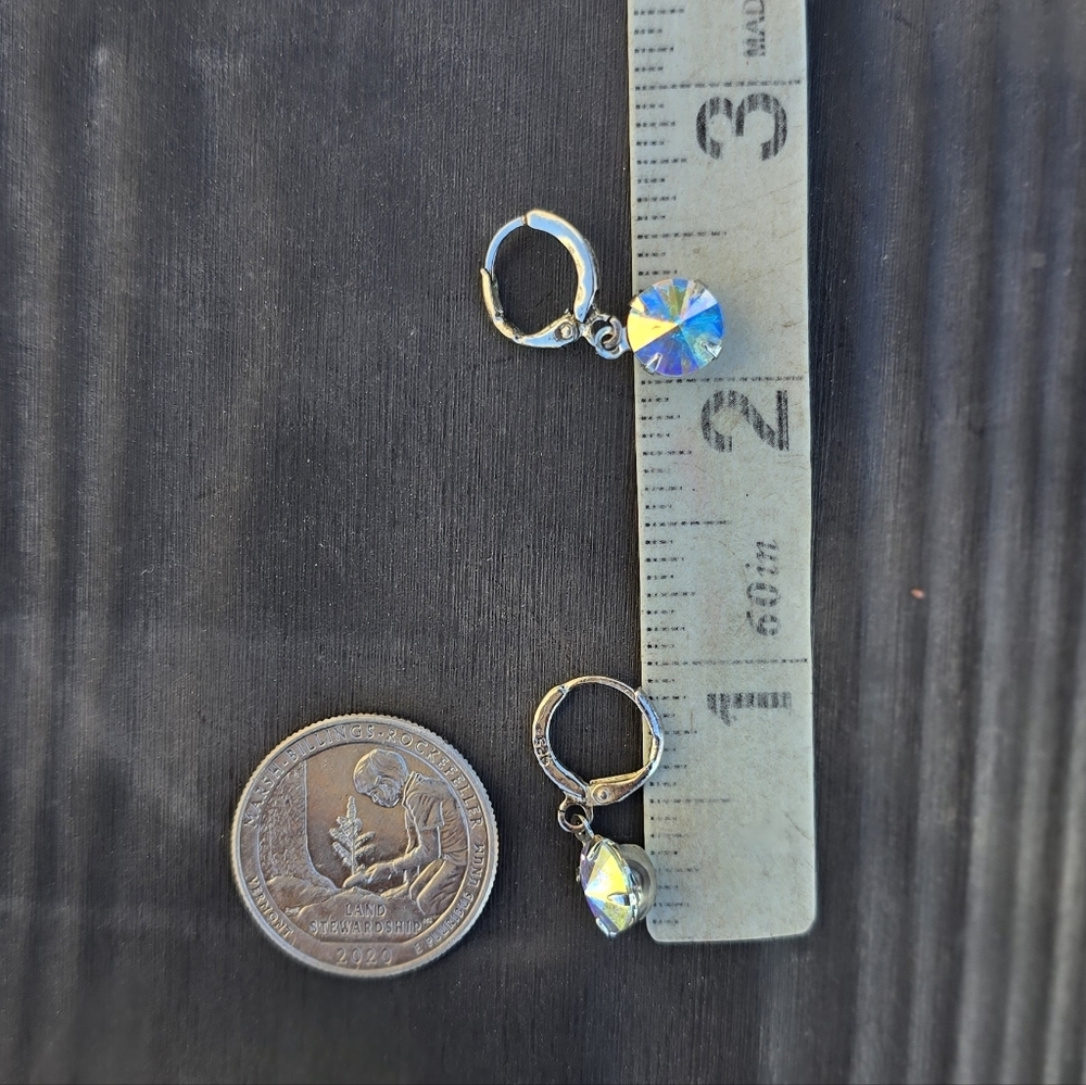 Vintage Swavorski AB Aurora Borealis rivoli-cut 925 sterling silver - Picture 10 of 17